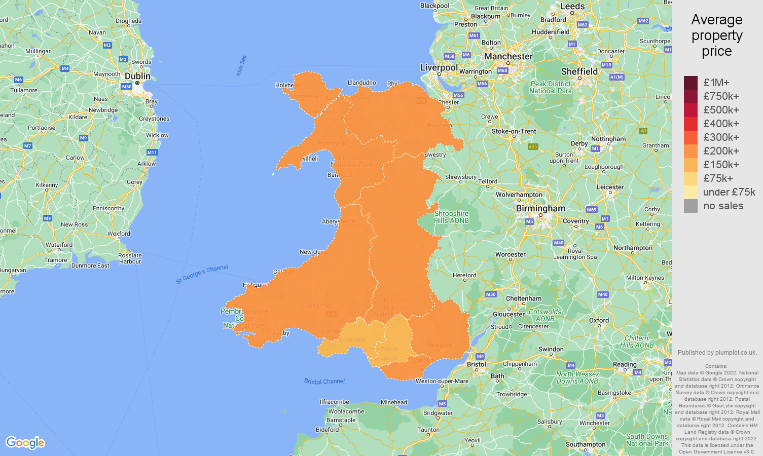 Wales house prices map