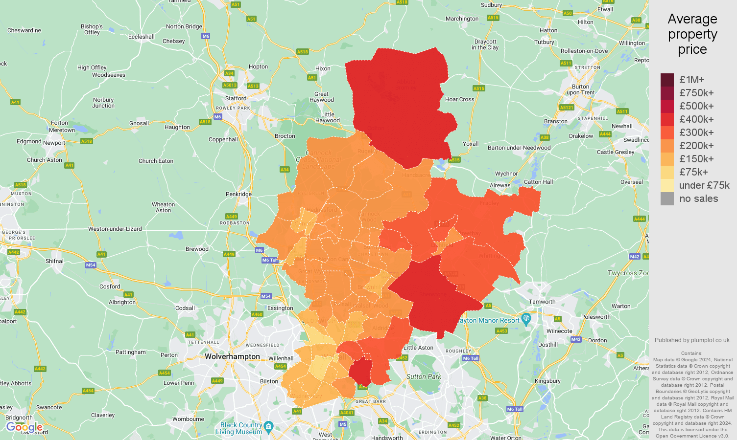 Walsall house prices map