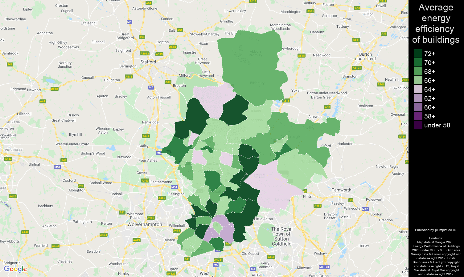Walsall map of energy efficiency of flats