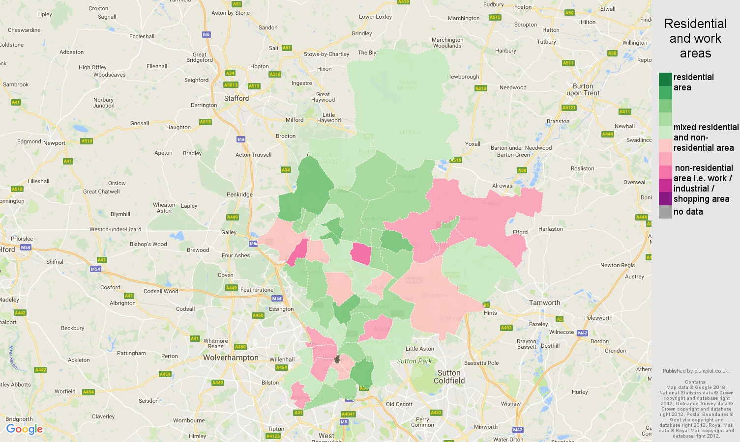 Walsall residential areas map
