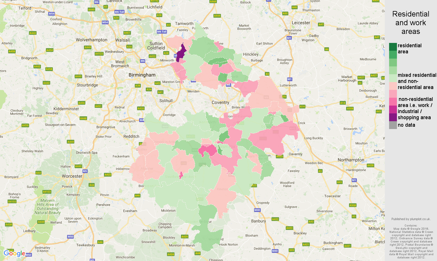 Warwickshire Residential Areas Map 