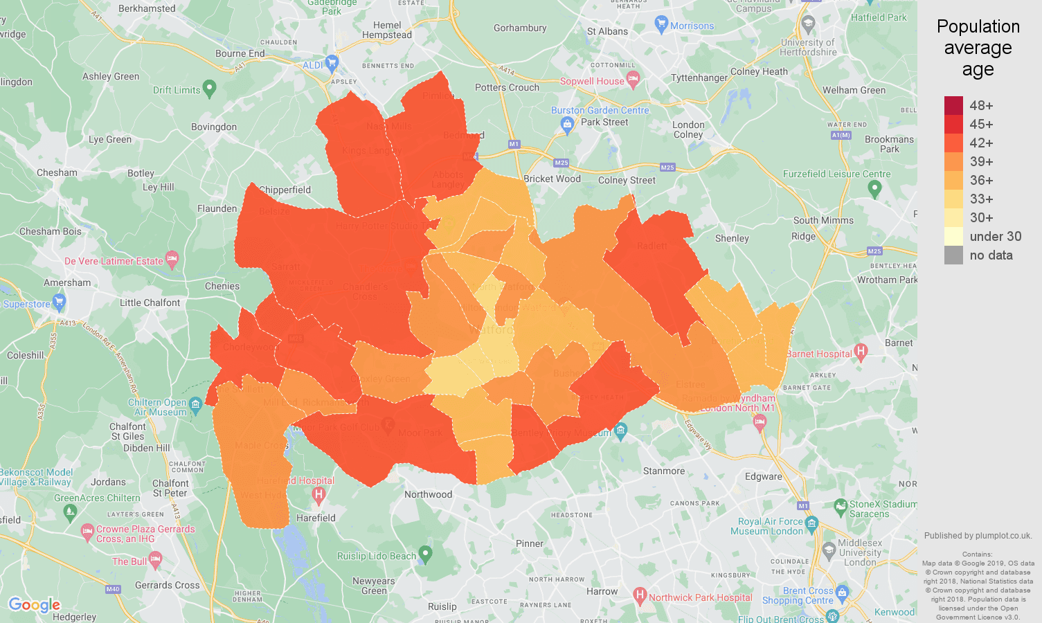 Watford population stats in maps and graphs.