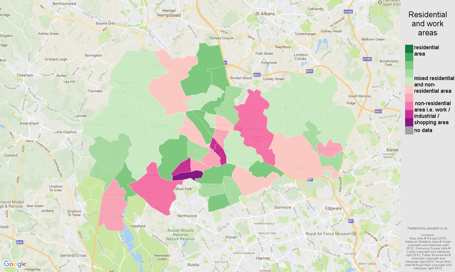 Watford residential areas map
