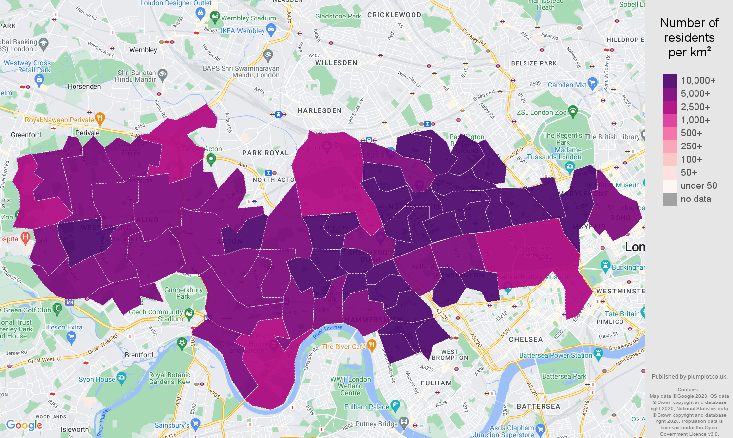 West London population density map