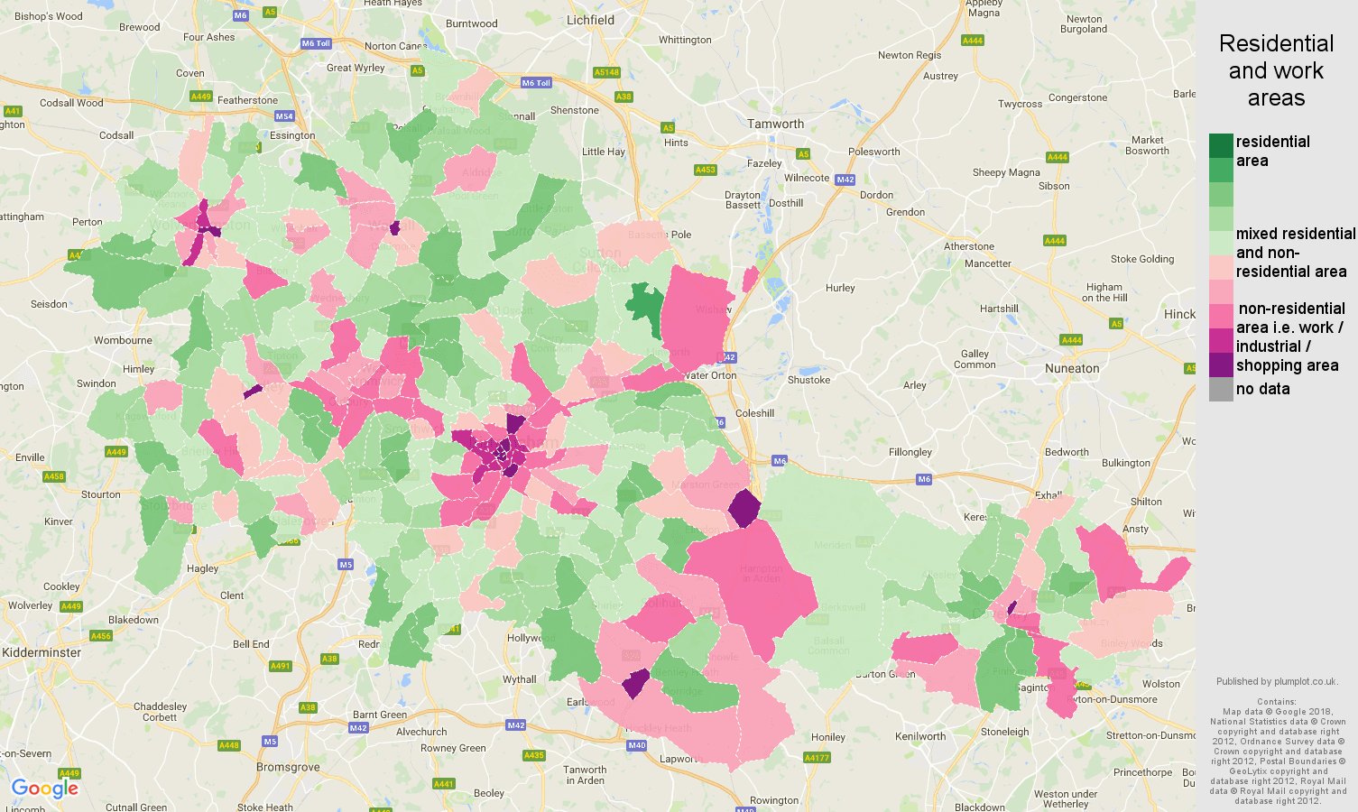 West Midlands county residential areas map
