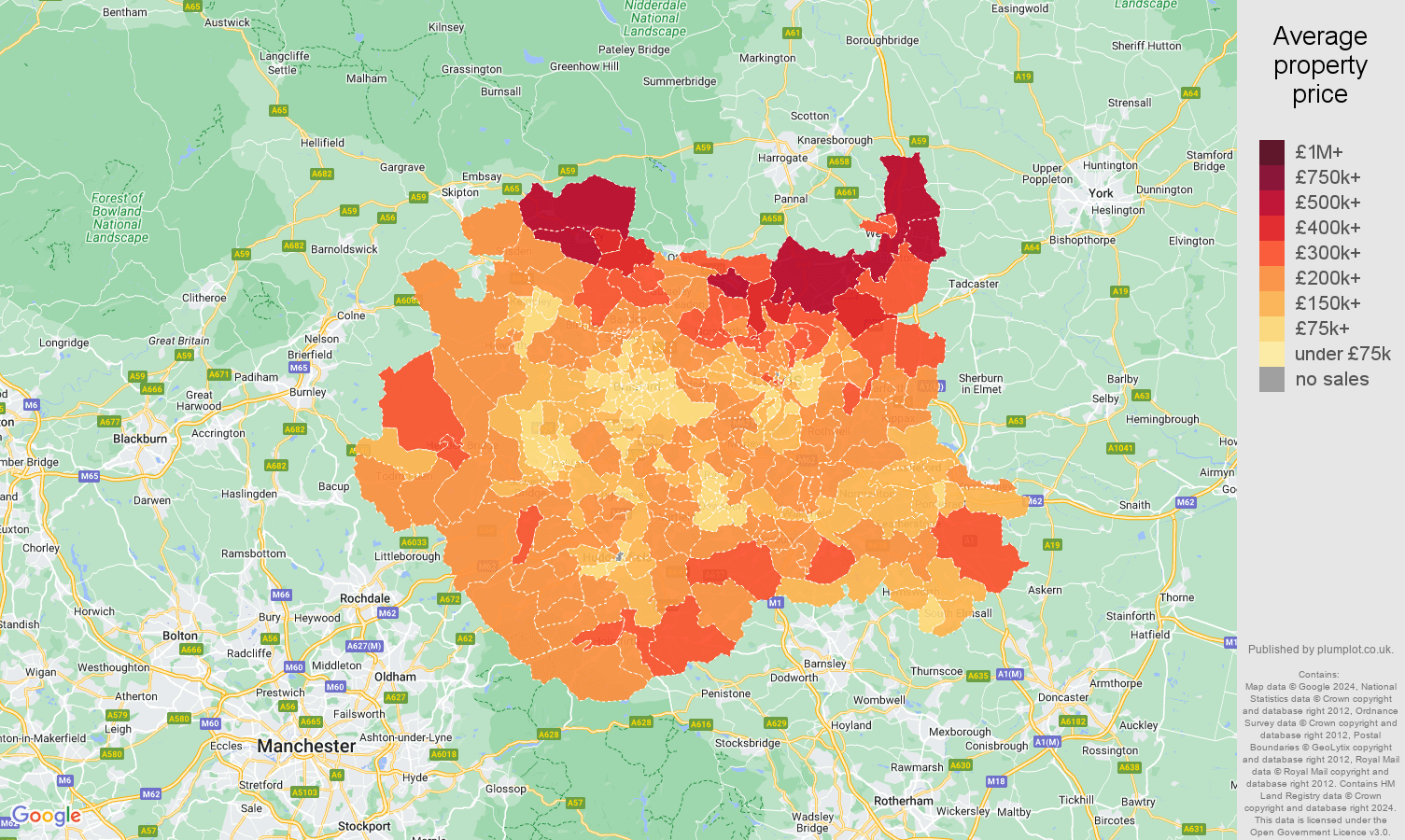 West Yorkshire house prices map