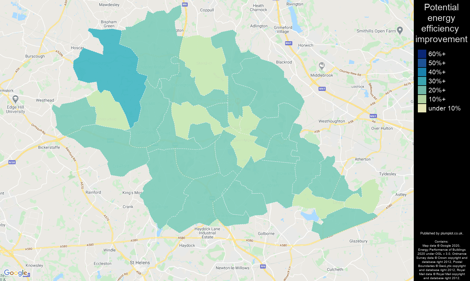 Wigan map of potential energy efficiency improvement of properties