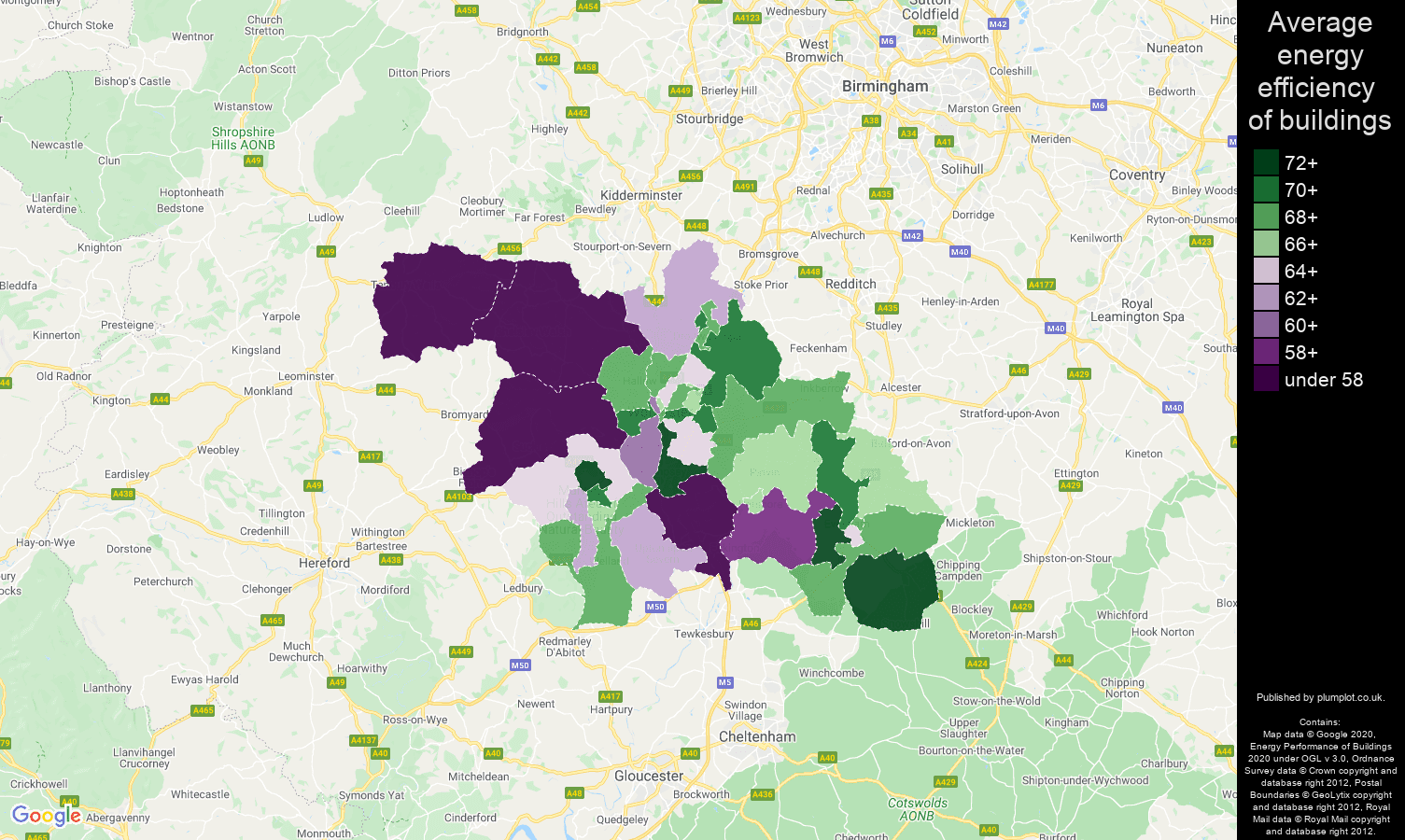 Worcester map of energy efficiency of flats