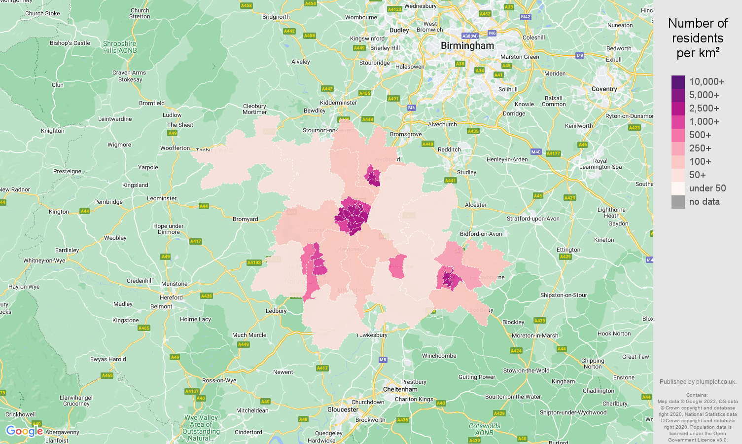 Worcester population stats in maps and graphs.