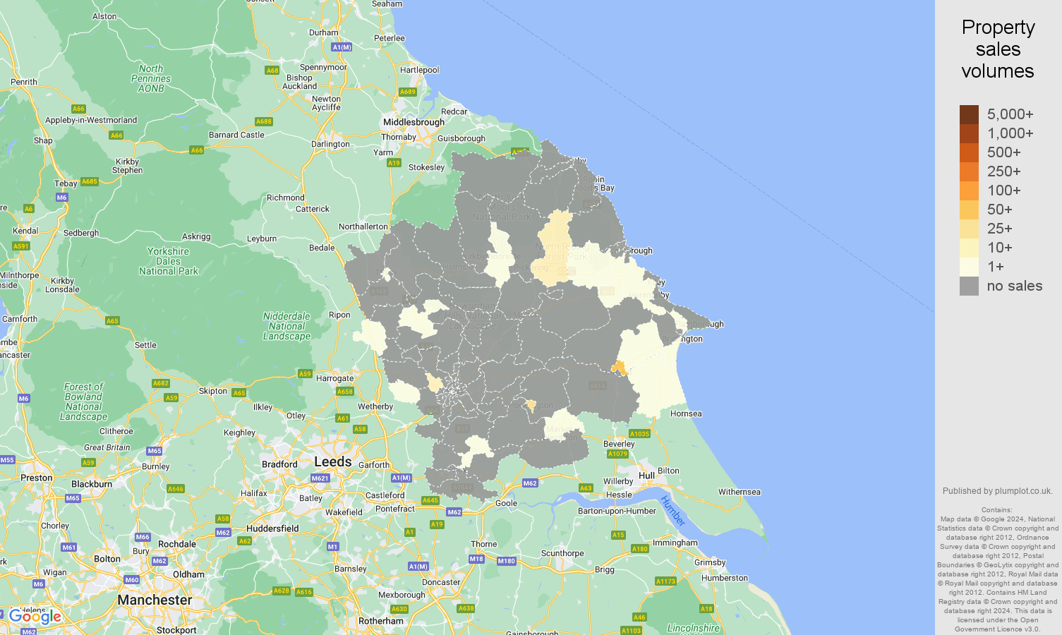 York map of sales of new properties