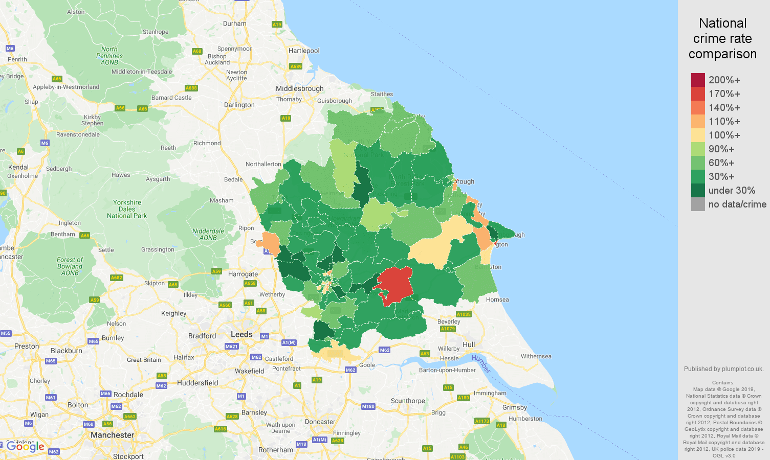 York other theft crime rate comparison map
