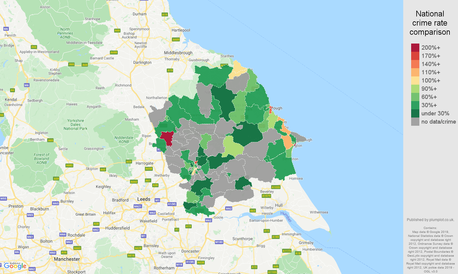 York possession of weapons crime rate comparison map
