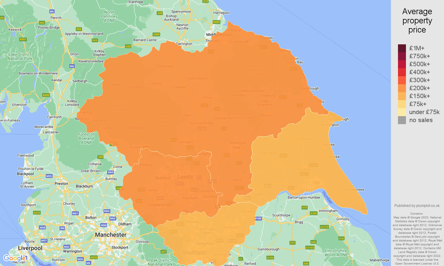 Yorkshire house prices map