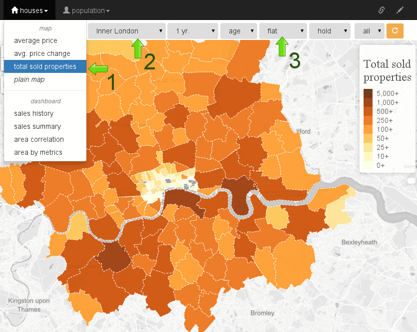 Inner london sold flats map