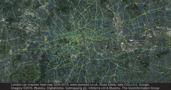 London car crashes heat map