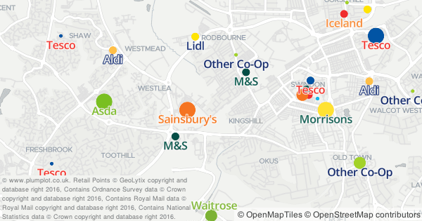 Interactive map of UK supermarkets by brand and band size