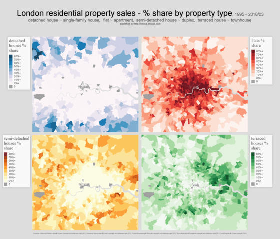 London mapped by residential property type